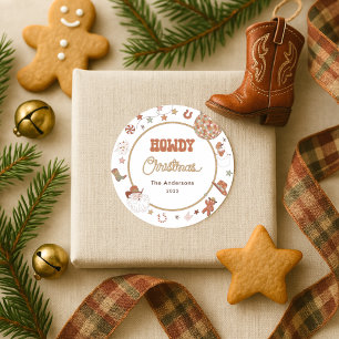 カウボーイスタイルのクリスマス ラウンドシール