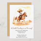 カウボーイスタイル素朴ボーイベビーシャワー 招待状 (正面/裏面)