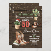 カウボーイスペインのサボスクリスマス50アニョス誕生日 招待状 (正面/裏面)