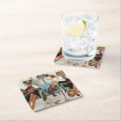 カウボーイスリープイン美しいサロン スクエアペーパーコースター (インサイチュ)