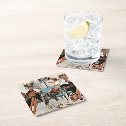 カウボーイスリープイン美しいサロン スクエアペーパーコースター (インサイチュ)