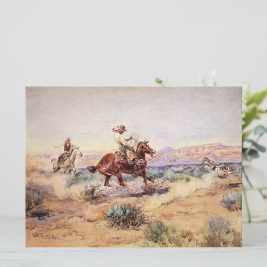 カウボーイズが縄なげで狼を捕る カード (スタンド正面)