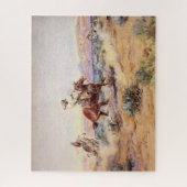 カウボーイズが縄なげで狼を捕る ジグソーパズル (縦)