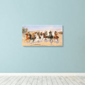 カウボーイズとアメリカインディアン。ヴィンテージ西部 キャンバスプリント (インサイチュ (ウッドフロア))