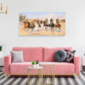 カウボーイズとアメリカインディアン。ヴィンテージ西部 キャンバスプリント (インサイチュ (リビング))