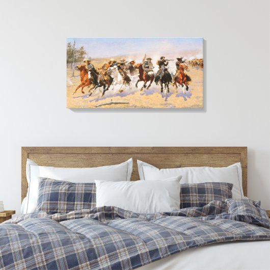カウボーイズとアメリカインディアン。ヴィンテージ西部 キャンバスプリント (インサイチュ (寝室))
