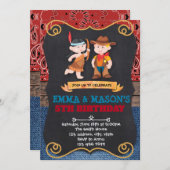 カウボーイズとインディアンの誕生日の招待 招待状 (正面/裏面)