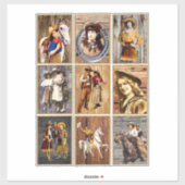 カウボーイズと女性のカーボーイヴィンテージ写真アートコラージュ シール (シート)