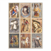 カウボーイズと女性のカーボーイヴィンテージ写真アートコラージュ シール (正面)