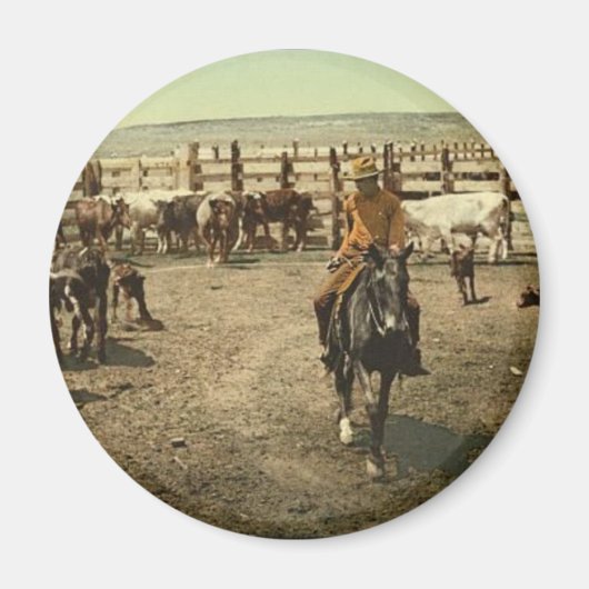 カウボーイズと牛 マグネット (正面)