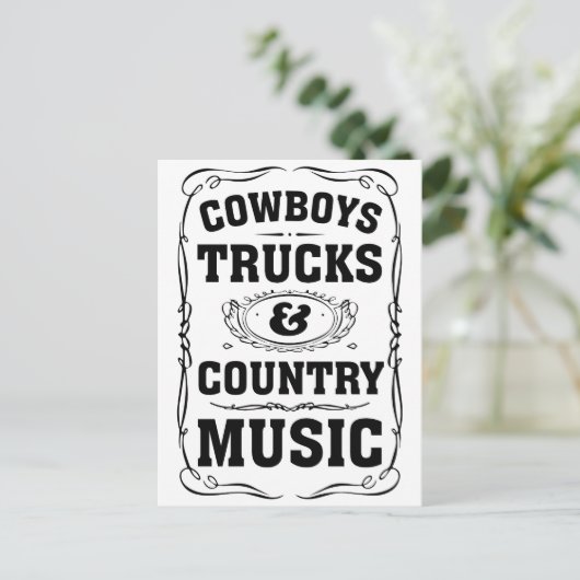 カウボーイズのトラックとカントリーミュージック ポストカード (スタンド正面)