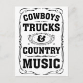 カウボーイズのトラックとカントリーミュージック ポストカード (正面)