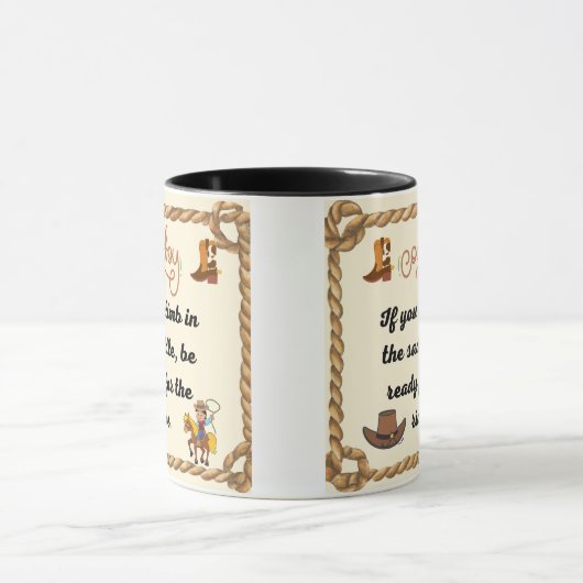 カウボーイズもしことわざサドルに登る準備ができている マグカップ (中央)