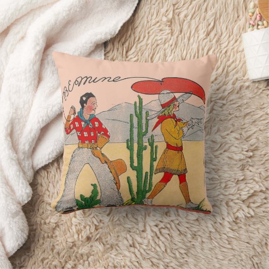 カウボーイズスウィートアートヴィンテージ枕 クッション (ブランケット)