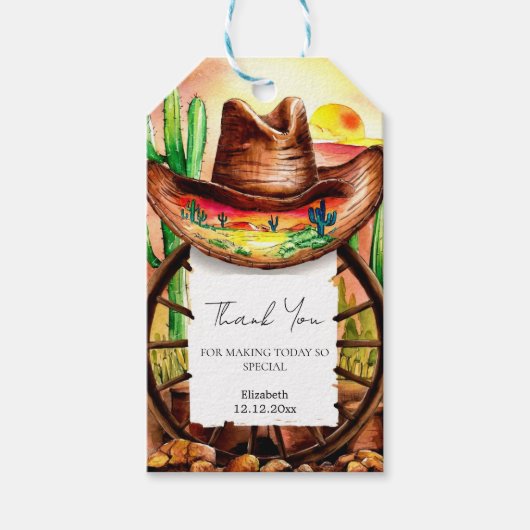 カウボーイズハットベビーシャワー ギフトタグ (正面)