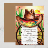 カウボーイズハットベビーシャワー 招待状 (正面/裏面)