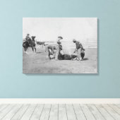 カウボーイズブランディングアカーフ写真サウスダコタ キャンバスプリント (インサイチュ (ウッドフロア))