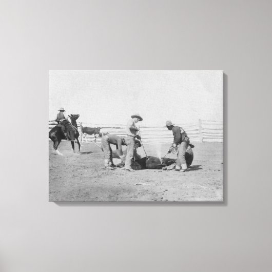 カウボーイズブランディングアカーフ写真サウスダコタ キャンバスプリント (正面)