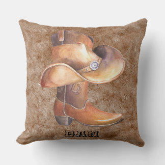 カウボーイズブーツ&ハットカントリー音楽 クッション