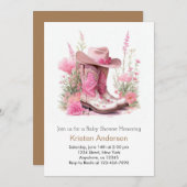 カウボーイズワイルドウエストアドベンチャー女性のカーボーイベビーシャワー 招待状 (正面/裏面)