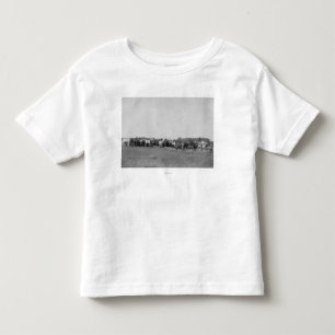 カウボーイズ写真で丸められた馬 トドラーTシャツ