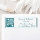 カウボーイズ女性のカーボーイが青い写真ラベルでローピング ラベル (インサイチュ)