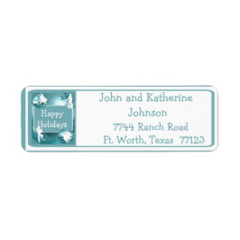 カウボーイズ女性のカーボーイが青い写真ラベルでローピング ラベル