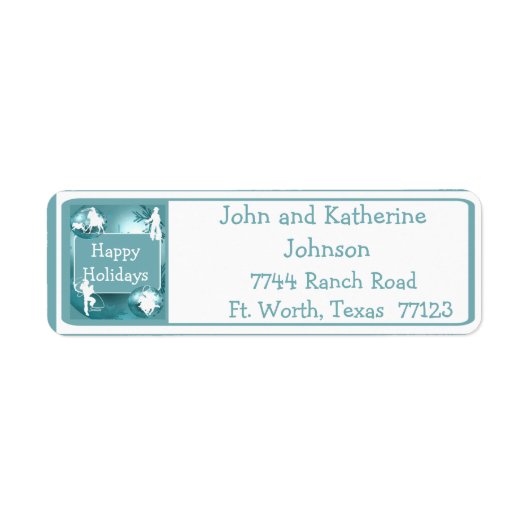 カウボーイズ女性のカーボーイが青い写真ラベルでローピング ラベル (正面)