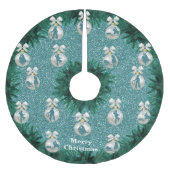 カウボーイズ女性のカーボーイローピングオンブルーホリデーツリースカート ブラッシュドポリエステルツリースカート (正面)