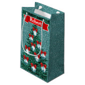 カウボーイズ女性のカーボーイローピングオンブルーホリデー抱き枕 スモールペーパーバッグ (裏面アングル)