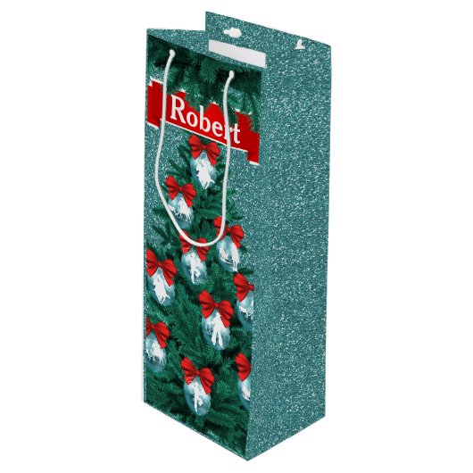 カウボーイズ女性のカーボーイローピングオンブルーホリデー抱き枕 ワインギフトバッグ (正面アングル)