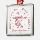 カウボーイズ恋人女性のカーボーイカントリー女の子の美学 メタルオーナメント (左)