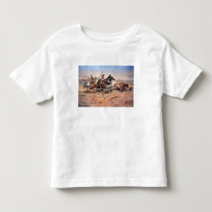 カウボーイズ1897年ステアをローピング(キャンバス上の油) トドラーTシャツ