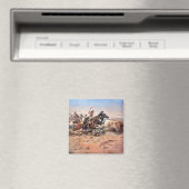 カウボーイズ1897年ステアをローピング(キャンバス上の油) マグネット (インサイチュ (食洗機))