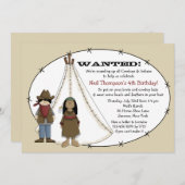 カウボーイズ·アンド·インディアンズ·バースデー·パーティーの招待 招待状 (正面/裏面)