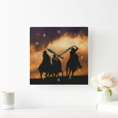 カウボーイズ・アンド・ウーズ・ローピング スクエア壁時計 (ホーム)