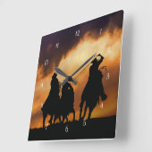 カウボーイズ・アンド・ウーズ・ローピング スクエア壁時計 (傾斜)