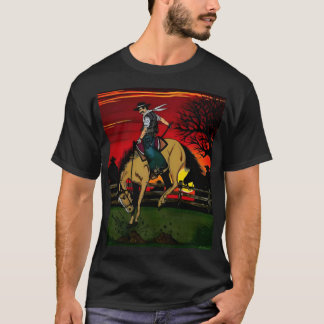 "カウボーイズ" カラー プリント。 Tシャツ