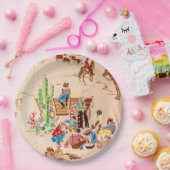 カウボーイズ – ヴィンテージ壁紙 – Wild West ペーパープレート (パーティー)