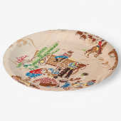 カウボーイズ – ヴィンテージ壁紙 – Wild West ペーパープレート (アングル)