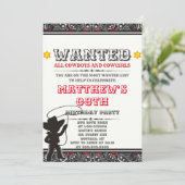 カウボーイズ&女性のカーボーイバンダナバースデーパーティー招待状 (スタンド正面)