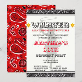 カウボーイズ&女性のカーボーイバンダナバースデーパーティー招待状