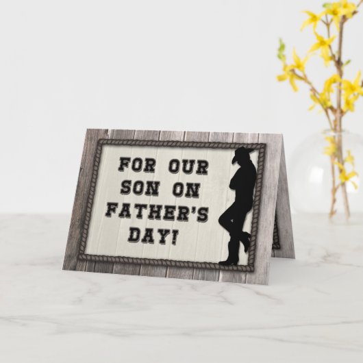 カウボーイソン父の日を祝して！挨拶素朴 カード (黄色い花)