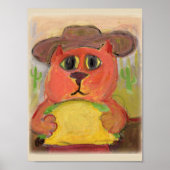 カウボーイタコキャットフォーク絵画ズウエスタンアート ポスター (正面)
