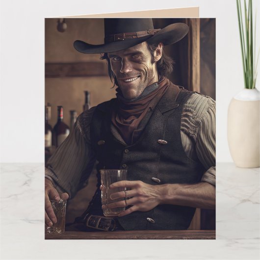 カウボーイタフ男のアート誕生日グリーティングカード カード (正面)