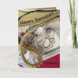 カウボーイチャイルド誕生日カード&乗馬ポニー カード