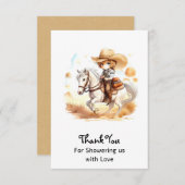 カウボーイテイルズワイルドウェスト素朴ベビーシャワー サンキューカード (正面/裏面)