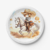 カウボーイテイルズワイルドウェスト素朴ベビーシャワー ペーパープレート (正面)