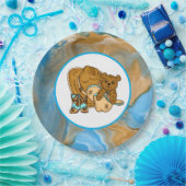 カウボーイテディベアボーイズベビーシャワー ペーパープレート (パーティー)