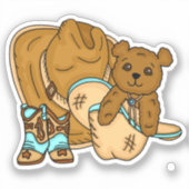 カウボーイテディベアーズテディベアーベビーシャワー シール (正面)